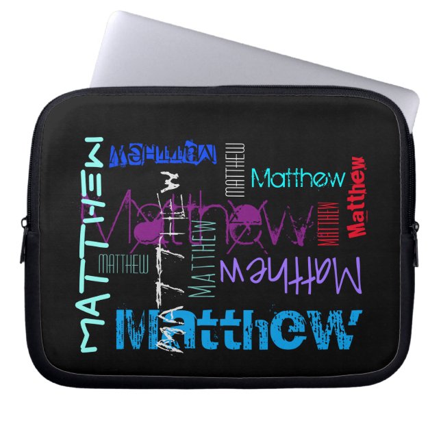 Repeating Name 7 Letters Neoprene Laptop Sleeve (Front)