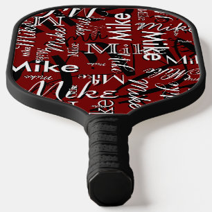 Repeating Name All Over dark-red Pickleball Paddle