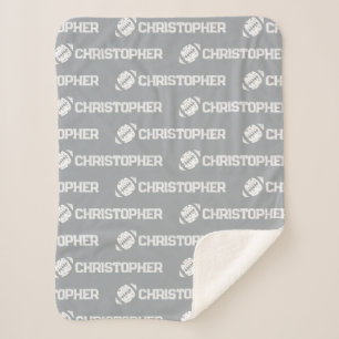 Repeating Name Football Dreams Grey Sherpa Blanket