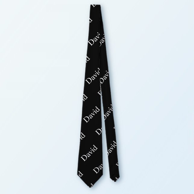 Repeating Name or Word Pattern Black & White Tie (Creator Uploaded)