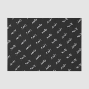 Repeating Name or Word Pattern Black & White Tissue Paper
