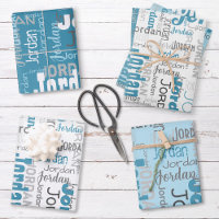Repeating Name Personalised Blue Med. Length Name