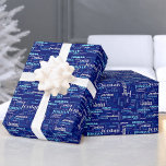 Repeating Name Personalised Blue & Silver Wrapping Paper<br><div class="desc">This repeating name personalised Christmas or everyday blue and silver wrapping paper features their name or family name in trendy shades of blue, silver, and white in a variation of different fonts. Great for wrapping Christmas gifts or all year long, and your friends and family will love seeing their gifts...</div>