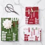 Repeating Name Personalised Three Colour Set Wrapp Wrapping Paper Sheet<br><div class="desc">Wrap your gifts with their own name with this Christmas repeating name personalised wrapping paper set of red,  white,  and green wrapping paper sheets!  Your recipient will be so excited to see their name on their own wrapping paper with name graffiti!</div>
