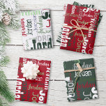 Repeating Name Red Dark Green White Christmas Wrapping Paper Sheet<br><div class="desc">Wrap your gifts with their own name with this modern repeating name red, dark green, and white personalised Christmas wrapping paper sheets with various fonts. Your recipient will be so excited to see their name on their own personalised wrapping paper with name graffiti! This wrapping paper is perfect for Christmas...</div>