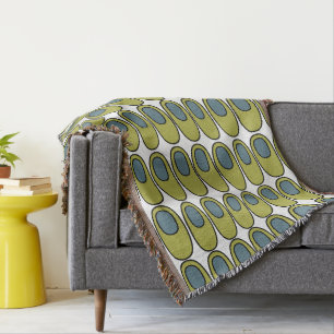 Repeating Olive Green and Gray Ovals Throw Blanket