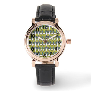 Repeating Olive Green and Gray Ovals Watch