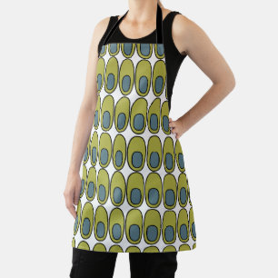 Repeating Olive Green and Grey Ovals Apron