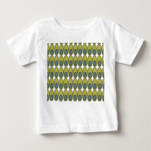 Repeating Olive Green and Grey Ovals Baby T-Shirt (Front)