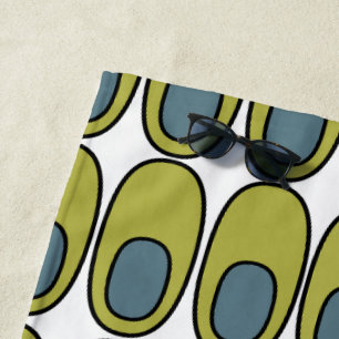 Repeating Olive Green and Grey Ovals Beach Towel