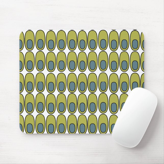 Repeating Olive Green and Grey Ovals Mouse Pad (With Mouse)