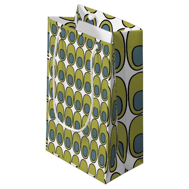 Repeating Olive Green and Grey Ovals Small Gift Bag (Front Angled)