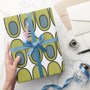 Repeating Olive Green and Grey Ovals Wrapping Paper