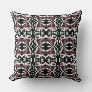 Repeating opaque red and gradient curves cushion