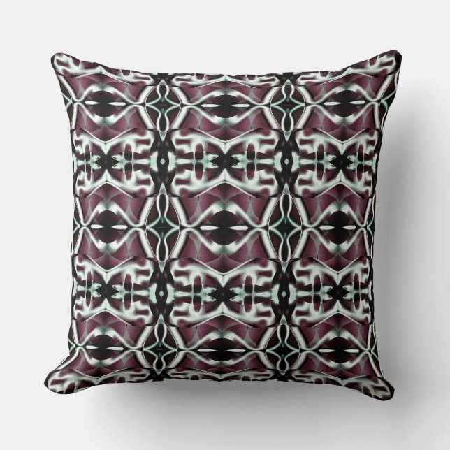 Repeating opaque red and gradient curves  cushion (Front)
