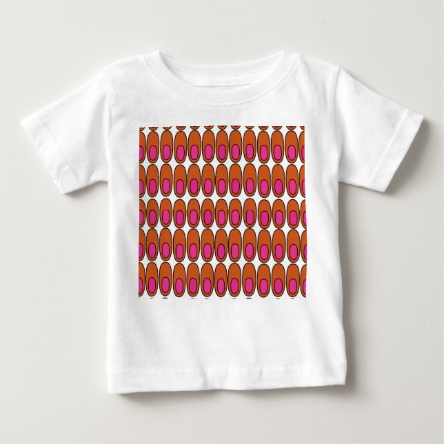 Repeating Orange and Pink Ovals Baby T-Shirt (Front)