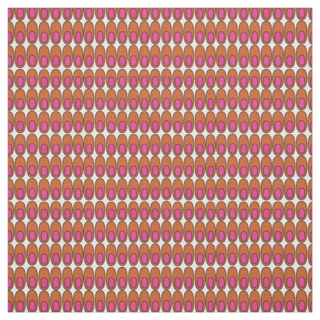 Repeating Orange and Pink Ovals Fabric (Swatch)