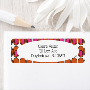 Repeating Orange and Pink Ovals Return Address Label