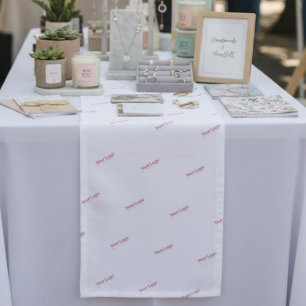 Repeating Pattern Business Logo Branded Display  Short Table Runner