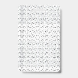 Repeating pattern of small, stylised shapes on a w ID badge