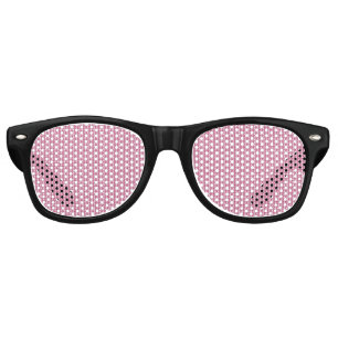 Repeating pattern of small, wavy, reddish-pink lin retro sunglasses