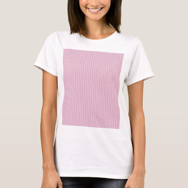 Repeating pattern of small, wavy, reddish-pink lin T-Shirt (Front)