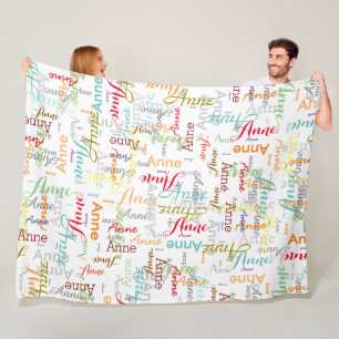Repeating Personalised Colourful Names allover  Fleece Blanket