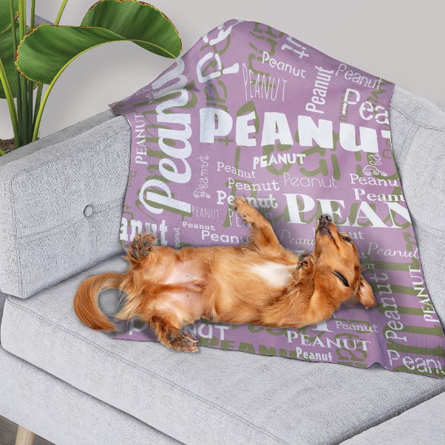 Repeating Pet Name Pattern Lilac White Modern Fleece Blanket (This image is representative of the small size blanket.
)