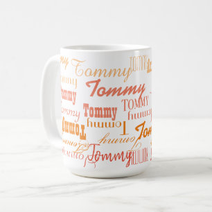 Repeating Reddish Names All Over White Coffee Mug