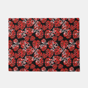 Repeating Salamander And Red Leaf Pattern Doormat