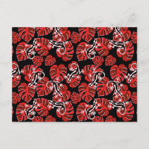 Repeating Salamander And Red Leaf Pattern Postcard