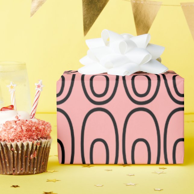 Repeating Salmon Ovals Wrapping Paper (Birthday Party)