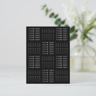 Repeating Text Pattern Black Grey & White Postcard