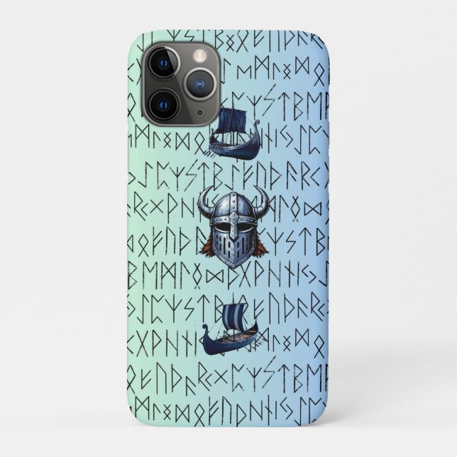 Repeating Viking Ships and Helmet Design over Rune Case-Mate iPhone Case (Back)