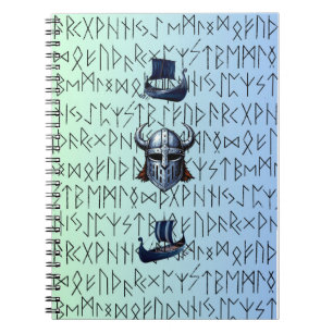 Repeating Viking Ships and Helmet Design over Rune Notebook