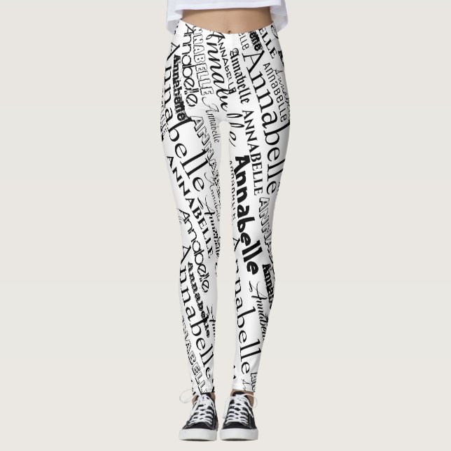 Repeating Words Text Design Leggings (Front)