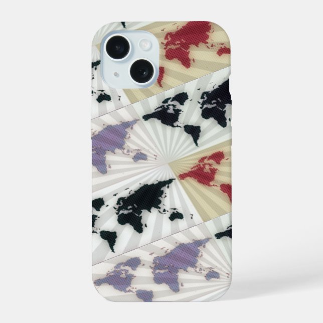 Repeating World Maps iPhone 15 Case (Back)