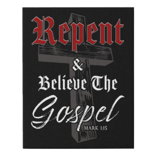 Repent & Believe the Gospel: Christian Faith Graph Faux Canvas Print
