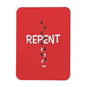 Repent Footprints Cross Magnet