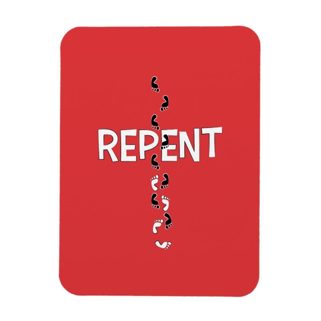 Repent Footprints Cross Magnet (Vertical)