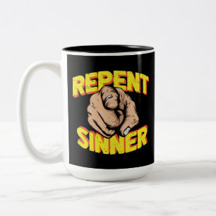 Repent Sinner Jesus Loves You Two-Tone Coffee Mug