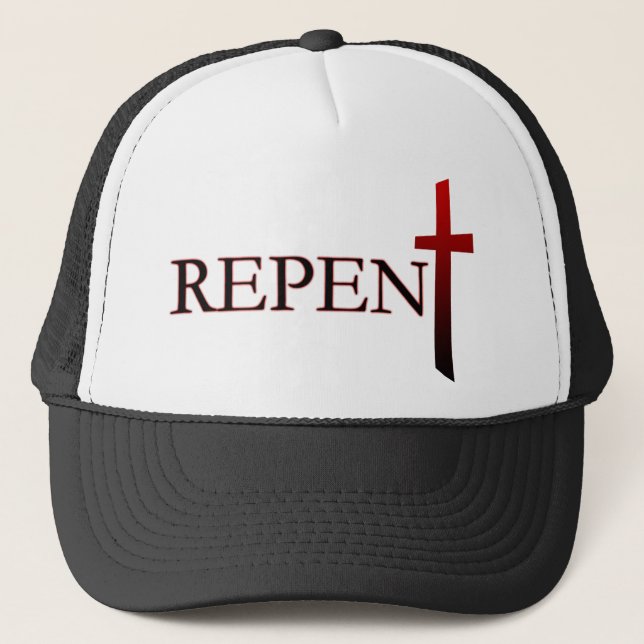 Repent Trucker Hat White/Black (Front)