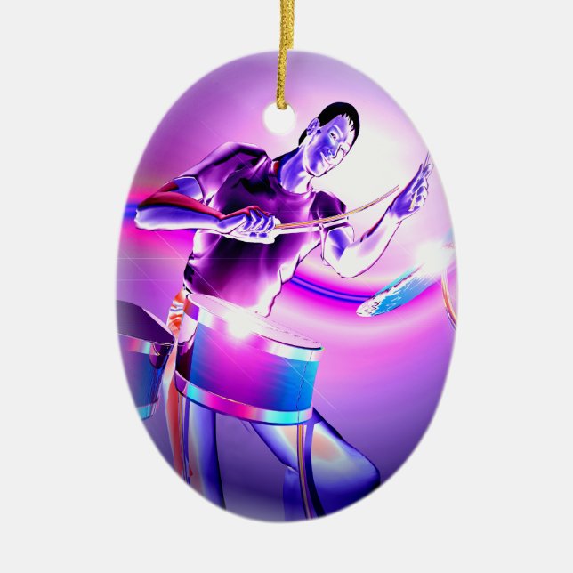 Repercussion - Purple Drummer Ceramic Ornament (Front)