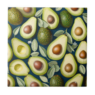 Repetitive Avocado Pattern with Textured Contrast Ceramic Tile