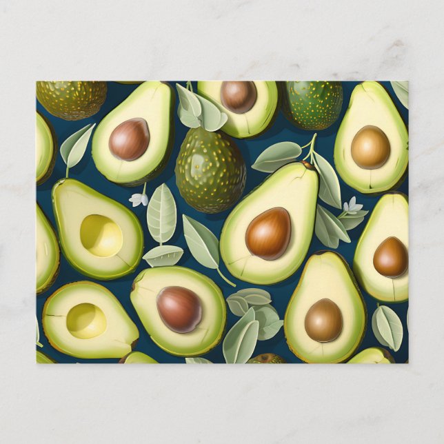 Repetitive Avocado Pattern with Textured Contrast Postcard (Front)