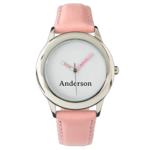 Replace Kid's Stainless Steel Pink Leather Strap Watch