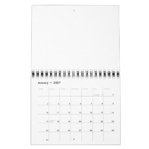 Replace Own Design 5.5" x 7" Two Page Small Black Calendar