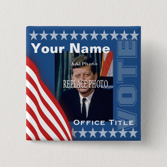 Replace Photo | Campaign Template 15 Cm Square Badge (Front)