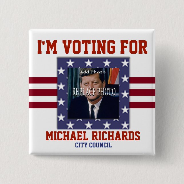 Replace Photo | Campaign Template Square 15 Cm Square Badge (Front)