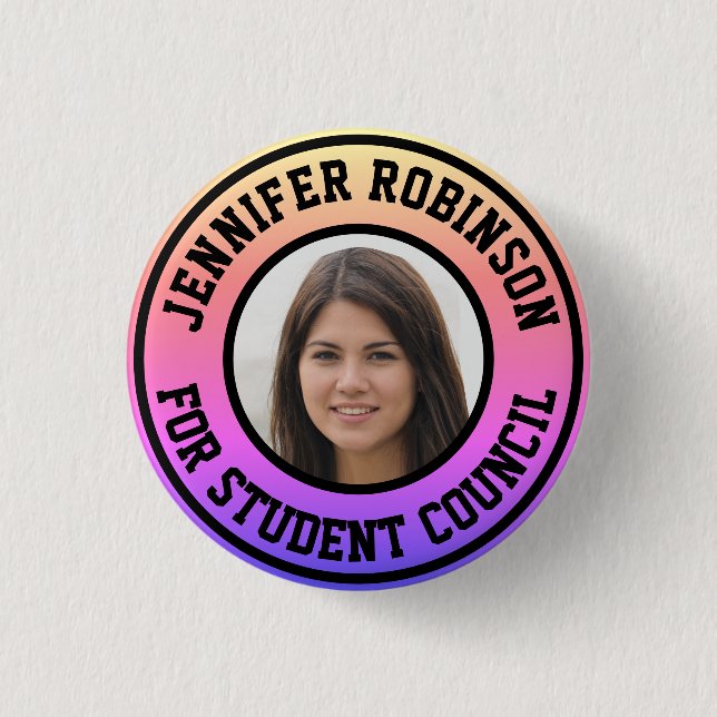 Replace Photo | Student Council 3 Cm Round Badge (Front)